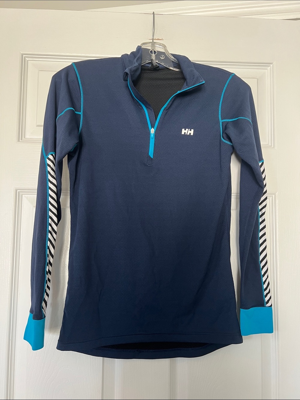 Helly Hansen Navy Blue Long Sleeve Half-Zip Top with Teal Accents